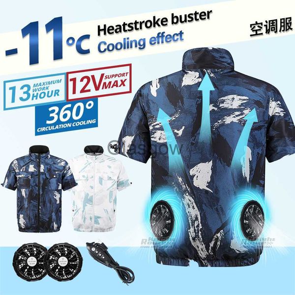 Ropa de motocicleta Chaleco de ventilador de motocicleta Camping Verano Carga USB Aire acondicionado Ropa Chaleco de enfriamiento para trabajo de alta temperatura Chaleco de hielo Ventilador x0803