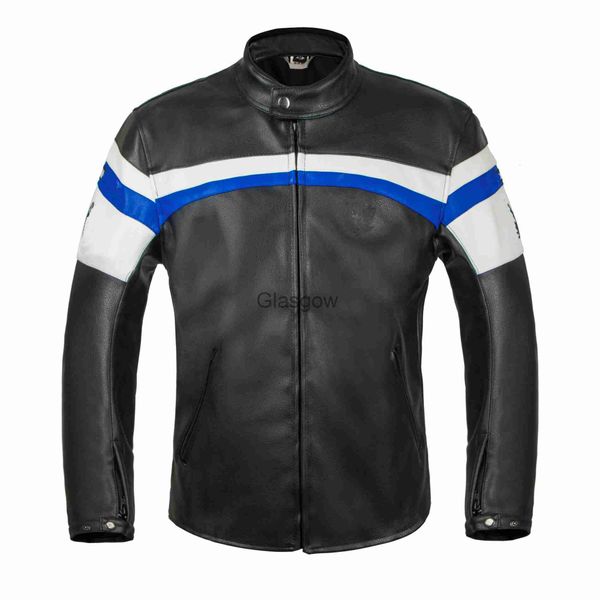 Ropa de motocicleta Chaqueta de cuero de carreras de motos Ropa de montar en bicicleta para hombres Chaqueta de carreras de motocross de cuero de PU con protectores x0803