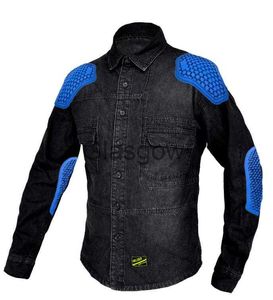 Motorkleding Nieuwe motorrijden denim kleding voor mannen en vrouwen casual retro zwarte motorjas shirt antival bescherming apparatuur x0803