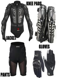 Vêtements de moto Un ensemble 4IN1 Veste Pantalon court Genouillères Gants de protection Motocross Armure Costumes de motocross Vêtements Moto Glo7944864