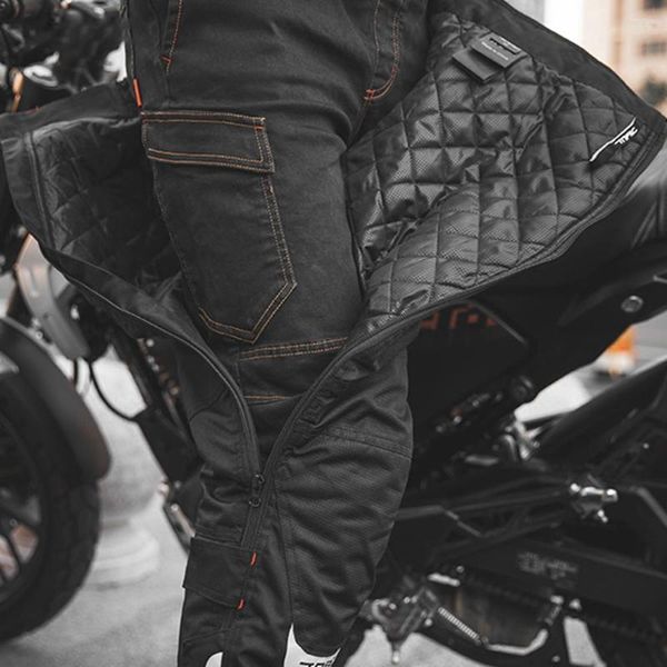 Ropa de motocicleta pantalones de despegue rápido invierno impermeable Moto CE Protector rodilleras forro térmico cálido algodón calentamiento