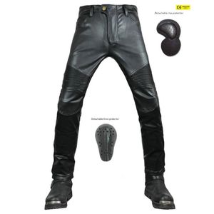 Ropa de motocicleta Jeans para montar Pantalones de carreras de motocross Pantalones de motociclista de cuero de PU Pantalones impermeables a prueba de viento Hombres Mujeres con 4 X CE Rodillera para cadera