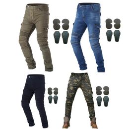 Motorapparaat Rij jeans met 4 x pantser knie heupkussens motorcross racebroek motor motor fietsenbroeken beschermende broekbroekbroekcycle ap