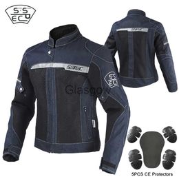 Vêtements de moto Printemps Hommes Moto Denim Veste Moto Respirant Denim Jean Pantalon Maille Ville Moto Route Costume De Course Avec Équipement De Protection x0803