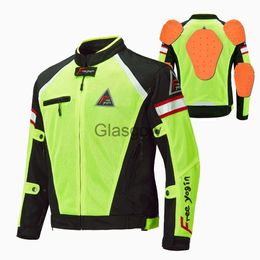 Vêtements de moto Veste de moto d'été pour hommes Veste de moto respirante Chaqueta Veste d'équitation en maille Moto avec protecteur amovible vert x0803