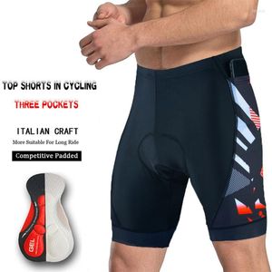 Ropa de motocicleta Tres bolsillos Ciclismo Baberos Pantalones cortos Bicicleta de montaña Transpirable Hombres 5D Gel Acolchado Ropa Ciclismo Pantalones de bicicleta Ropa interior