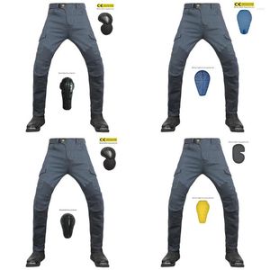 Vêtements de moto VOLERO 2023 Hommes Loisirs Motocross Pantalon En Plein Air Équitation Gris Jeans Avec Équipement De Protection Genouillère Hanche Pads