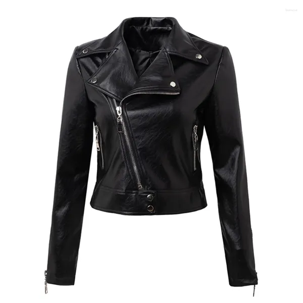 Vêtement moto Femme Biker Manteau Rock Veste Femme Cuir PU Punk Résistant à l'usure Petite Taille S-XL