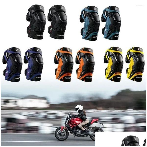 Armadura de motocicleta 2 unids Racing Rodilleras Almohadillas Tirantes ajustables Equipo protector Pierna Noche Reflectante Moto Montar Seguridad Drop Del DHPH3