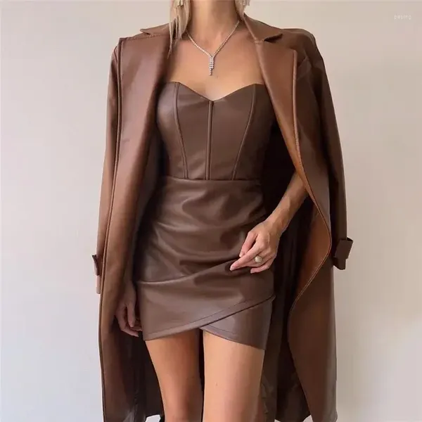 Armadura de motocicleta estilo europeo y americano ropa de mujer 2023 Primavera Verano diseño de moda Top de tubo vestido Sexy que cubre la cadera