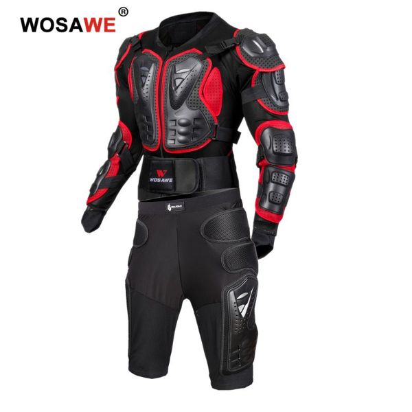 Armadura de motocicleta WOSAWE Chaqueta Hombre Cuerpo completo Armado Motocross Carreras y pantalones cortos Protector de cadera Equipo de protección