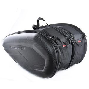 Sacs de moto sac de selle en fibre de carbone voyage chevalier bagages sacoches valise siège arrière de moto avec housse de pluie étanche
