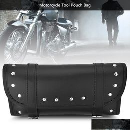Sacs de moto Muisse de guidon noir PU en cuir Pu Motorbike avant à outil à outils de fourche Lage Drop Livraison Mobiles Accessoires Dhcuo Dhcuo