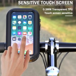 Soporte de teléfono de bicicleta de motocicletas Bicicleta de teléfono celular Universal MTB Monte Monte Cradle Bag para iPhone 11 x xs max 8 7 más Samsung