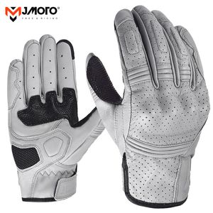 Moto Biker Gants Hommes Moto Motocycliste Gants D'été Respirant Motocross Gants En Cuir Vintage Knuckles Protection CX220518