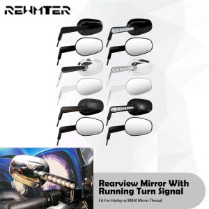 Motorcycle Black Chrome Rearrow Crowers Universal Glass Verre Signal Signal Run Run Side Mirror Light For Harley pour Yamaha pour BMW