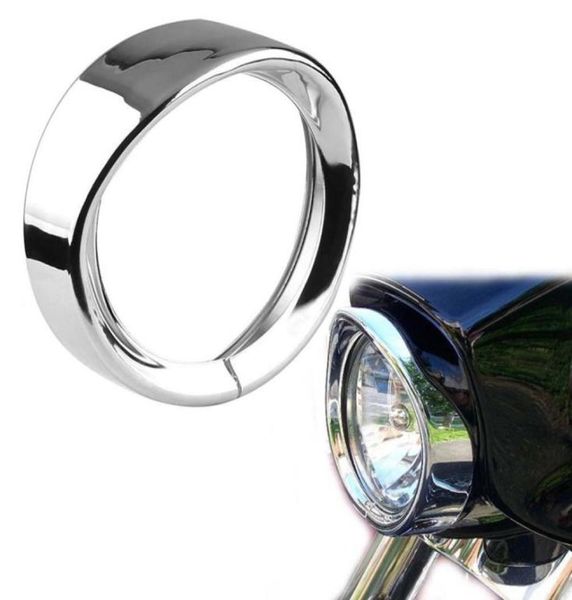 Anillo embellecedor de faro LED redondo cromado negro para motocicleta, anillo embellecedor de montaje de 7 faros, 4007672