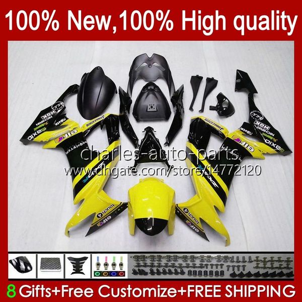 Carrocería de motocicleta para KAWASAKI NINJA ZX 10R ZX10 10 R 1000 CC ZX10R 08 09 10 Carrocería 56No.170 ZX1000 C Amarillo Negro 1000CC ZX-10R 2008 2009 2010 ZX1000C 2008-2010 Carenado