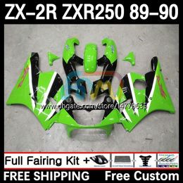 Cuerpo de la motocicleta para KAWASAKI NINJA ZX2R ZXR250 ZX 2R 2 R R250 ZXR 250 89-98 Carrocería 8DH.71 ZX2 R ZX-2R ZXR-250 89 90 ZX-R250 1989 1990 Kit completo de carenados verde