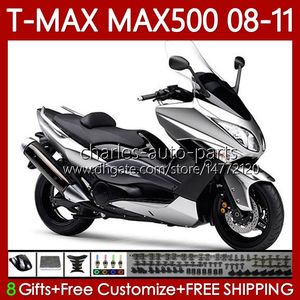 Motorcycle Body For YAMAHA T-MAX500 TMAX-500 MAX-500 T 08-11 Gloss silver Bodywork 107No.18 TMAX MAX 500 TMAX500 MAX500 08 09 10 11 XP500 2008 2009 2010 2011 Fairings