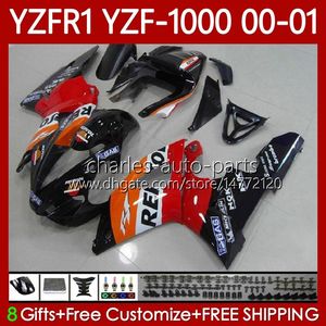 Motorfiets Lichaam voor Yamaha YZF-1000 YZF R 1 1000 cc YZF-R1 00-03 Carrosserie 83NO.39 YZF R1 1000CC REPSOL RED YZFR1 00 01 02 03 YZF1000 2000 2001 2002 2003 OEM FACEERS KIT