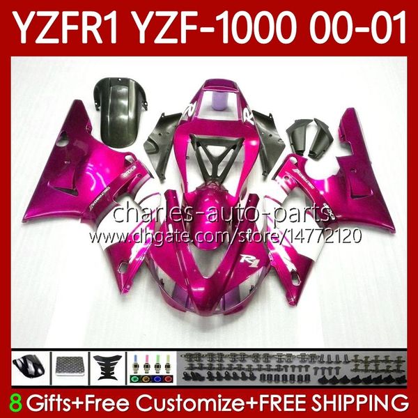 Corps de moto pour Yamaha YZF-1000 YZF R 1 1000 CC YZF-R1 00-03 Carrosserie 83No.42 YZF Rose Rose R1 1000CC YZFR1 00 01 02 03 YZF1000 2000 2001 2002 2003 Kit de carénage OEM