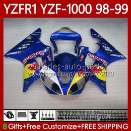 Corps de moto pour YAMAHA YZF-R1 YZF-1000 YZF R 1 1000 CC 98-01 Carrosserie 82No.28 YZF R1 1000CC YZFR1 98 99 00 01 YZF1000 1998 1999 2000 2001 Kit de carénages OEM jaune rouge