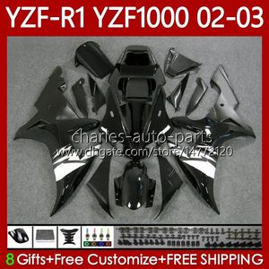 Carrocería de motocicleta para YAMAHA YZF-R1 YZF-1000 Blanco negro YZF R 1 1000 CC 00-03 Carrocería 90No.44 YZF R1 1000CC YZFR1 02 03 00 01 YZF1000 2002 2003 2000 2001 Kit de carenados OEM