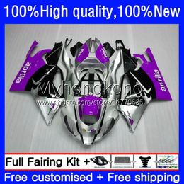 Carrocerías de motocicleta para Aprilia RSV1000R Mille Plata púrpura RSV 1000 R 1000R 03 04 05 06 Carenado 9No.61 RSV1000RR RV60 RSV-1000 RSV1000 R RR 2003 2004 2005 2006 Kit de carenado