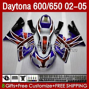 Motorfiets Bodys voor Daytona600 Daytona650 02-05 Carrosserie 132NO.44 Cowling Orange Blue Daytona 650 600 CC 02 03 04 05 Daytona 600 2002 2003 2004 2005 ABS Fairing Kit