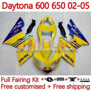 Motorcarrosserieën voor Daytona600 Daytona650 02-05 Carrosserie 148No.11 Kuipdelen Daytona 650 600 CC 02 03 04 05 Daytona 600 2002 2003 2004 2005 ABS Kuipset blauw geel