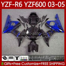 Body de moto pour Yamaha YZF-R6 YZF R 6 600 CC YZF-600 03-05 Bodywork 95NO.51 YZF R6 600CC COODLLING YZFR6 03 04 05 YZF600 2003 2004 Kit de carénage OEM Blue Flammes