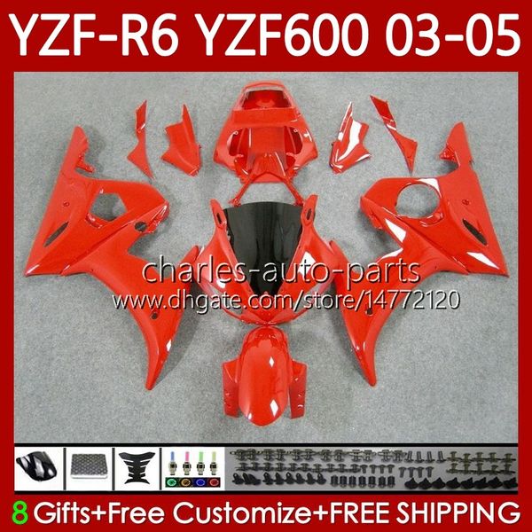 Bodys de moto pour Yamaha YZF-R6 YZF R 6 600 CC YZF-600 03-05 Carrosserie 95No.38 YZF R6 600CC Cowling YZFR6 03 04 05 YZF600 2003 2004 2005 Kit de carénage OEM rouge clair blk