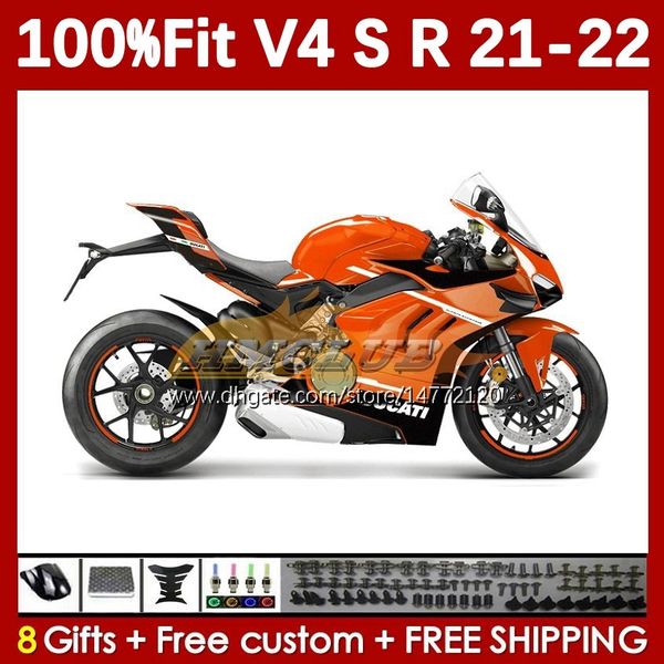 Carrocería de motocicleta para DUCATI Street Fighter Panigale V4S V4R V 4 V4 S R 21 22 2021 2022 Cuerpo 167No.85 V-4S V4-R V-4R V4-S 2018-2022 Moldeo por inyección Carenados stock naranja