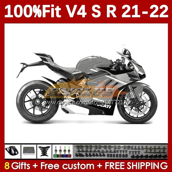 Carrocería de motocicleta para el luchador de la calle Ducati Panigale V4S V4R V 4 V4 S R 22 22 2021 2022 Cuerpo 167NO.87 V-4S V4-R V-4R V4-S 2018-2022 Moldado de inyección Gris negro