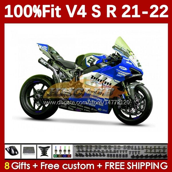 Motorcycle Bodywork pour Ducati Street Fighter Panigale V4S V4R V 4 V4 S R 21 22 2021 2022 Body 167NO.98 V-4S V4-R V-4R V4-S 2018-2022 Moulage d'injection Fairings Blue Factory