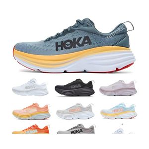 Bottes de moto 2022 Hoka One Bondi 8 Chaussure de course Boutique en ligne locale Baskets d'entraînement Mode de vie accepté Absorption des chocs Autoroute Dhdkm