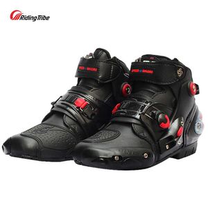 Botas de motociclista, zapatos de carreras de Motocross de velocidad impermeables para hombres/mujeres, botas protectoras para montar en moto, botas para moto suaves antideslizantes