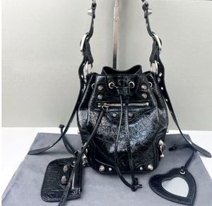 Motoremmertas Le Cagole Handtassen Portemonnee Draagtassen met trekkoord Echt leer Afneembare designertas Binnenzak met rits Dames Crossbody Schoudertassen draagtas