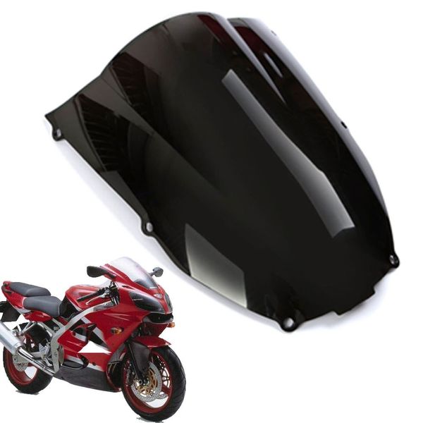 Parabrisas de doble burbuja para motocicleta, Negro claro, ABS, ABS, para Kawasaki Ninja ZX6R 2000-2002