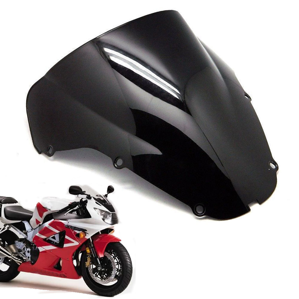 Motorrad Klar Schwarz Double Bubble Windschutzscheibe Windschutzscheibe ABS Passend für Honda CBR929RR 2000–2001