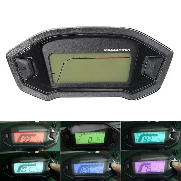 Odómetro Digital para motocicleta, velocímetro, tacómetro, odómetro LCD, retroiluminación de 7 colores