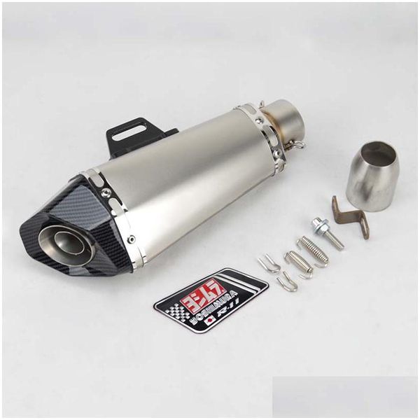 Escape de la motocicleta 51 mm Inlet Yoshimura Muffler para FZ1 R6 R15 R3 ZX6R ZX10 1000 CBR1000 GSXR1000 650 K7 K8 K11 Drop entrega