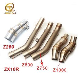 Tuyau d'échappement de moto sans lacet Tube moyen en acier connecter lien tuyau silencieux d'échappement pour Z800 Z750 Z250 Z 250 ZX10R Z10001238o