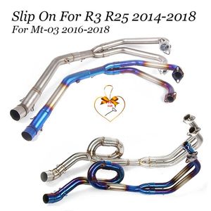 Motorfietsuitlaatsysteem plug en speel volledige titanium legering roestvrijstalen voorbuis voor R3 R25 2014-2023 MT-03 2023-2023