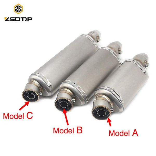 Sistema de escape de motocicleta ZSDTRP Universal 38-51MM Tubo de silenciador 3 Tamaño Acero inoxidable GP Scooter Moto GY6 YZR R6 CBR125