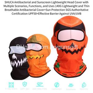 Motorfiets Face Mask 2pcs Clava Fl Halloween Pumpkin Print Verstelbare winddichte UV -beveiligingskap Ski voor buitenwandelingsspor OT5VG