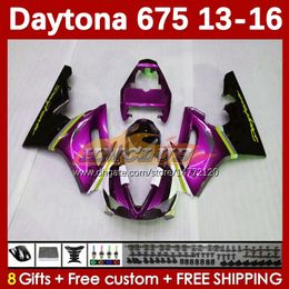 Kit de carenado de motocicleta para Daytona 675 675R 2013 2014 2015 2016 Carrocería 166No.116 Daytona675 Cuerpo Daytona 675 R 13 14 15 16 2013-2016 OEM MOTO Carenados rosa negro