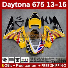 Kit de carenado de motocicleta para Daytona 675 675R 2013 2014 2015 2016 Carrocería 166No.108 Daytona675 Cuerpo Daytona 675 R 13 14 15 16 2013-2016 OEM MOTO Carenados amarillo stock