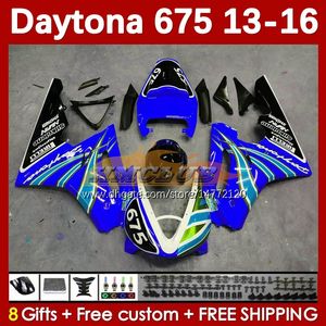 Kit de carénage de moto pour Daytona 675 675R 2013 2014 2015 2016 Carrosserie 166No.122 Daytona675 Corps Daytona 675 R 13 14 15 16 2013-2016 OEM MOTO Carénages bleu stock